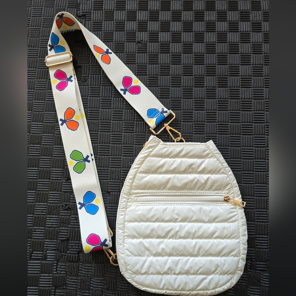 New Ah Dorned Shoulder Crossbody Bag Tennis/Pickleball Racquet Shape Puff